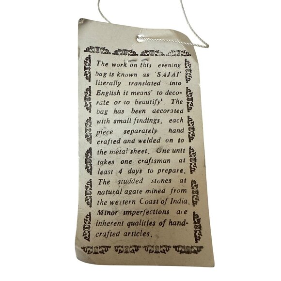 Vintage Sajai inlaid natural agate stones gems metal evening purse from India - Picture 12 of 12